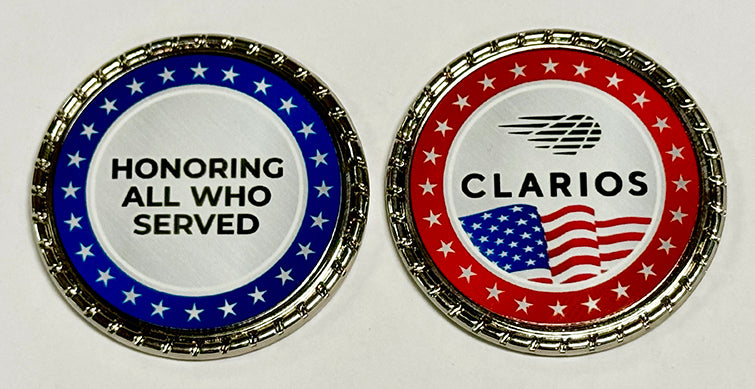 1.75" Custom Metal Challenge Coins - Clarios Veterans Day