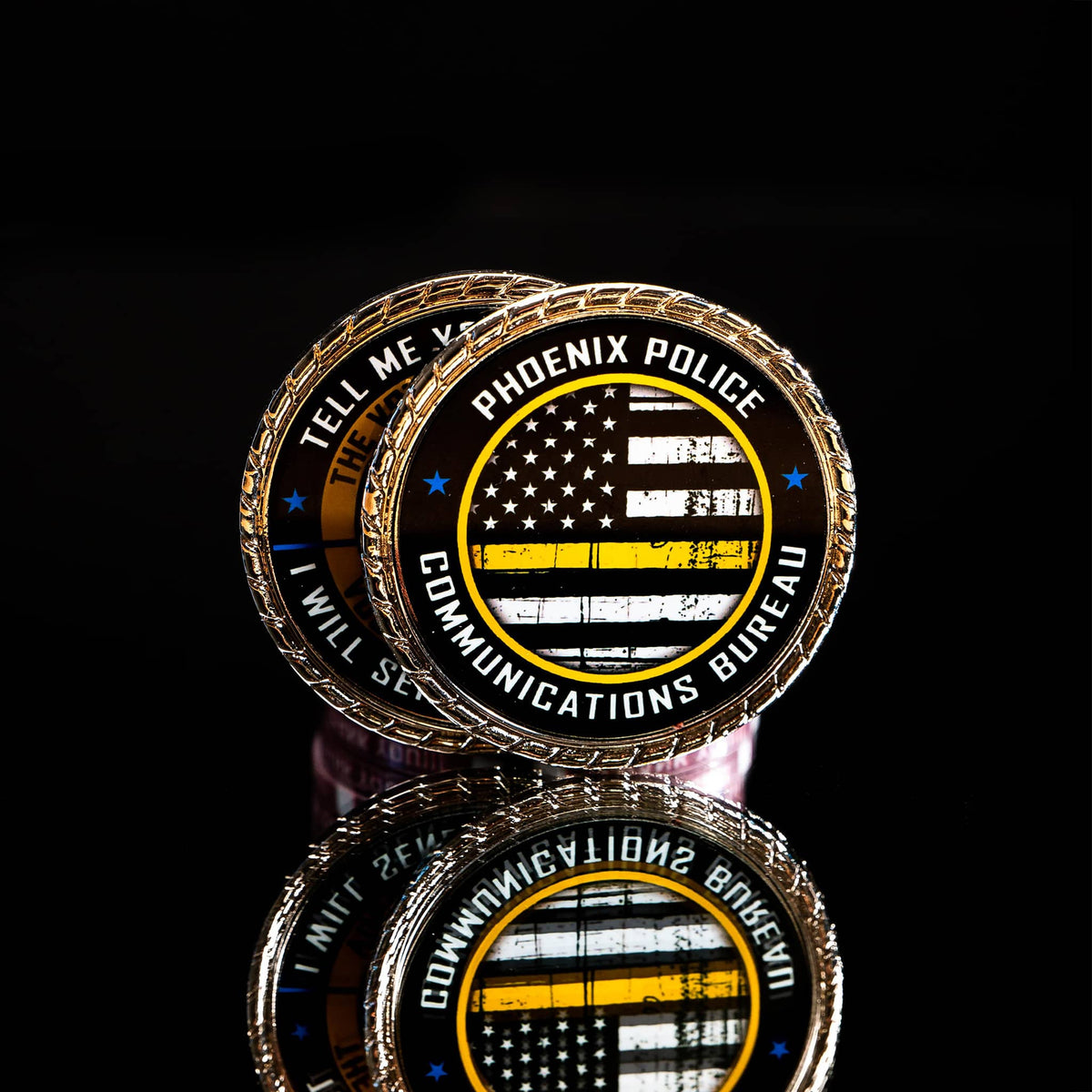 1.75" Custom Metal Challenge Coins Gold Rope Border